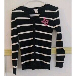 Singer Jamie Grace Merch Button Up  Kids Sweater  L (10-12) Black/White Stripe